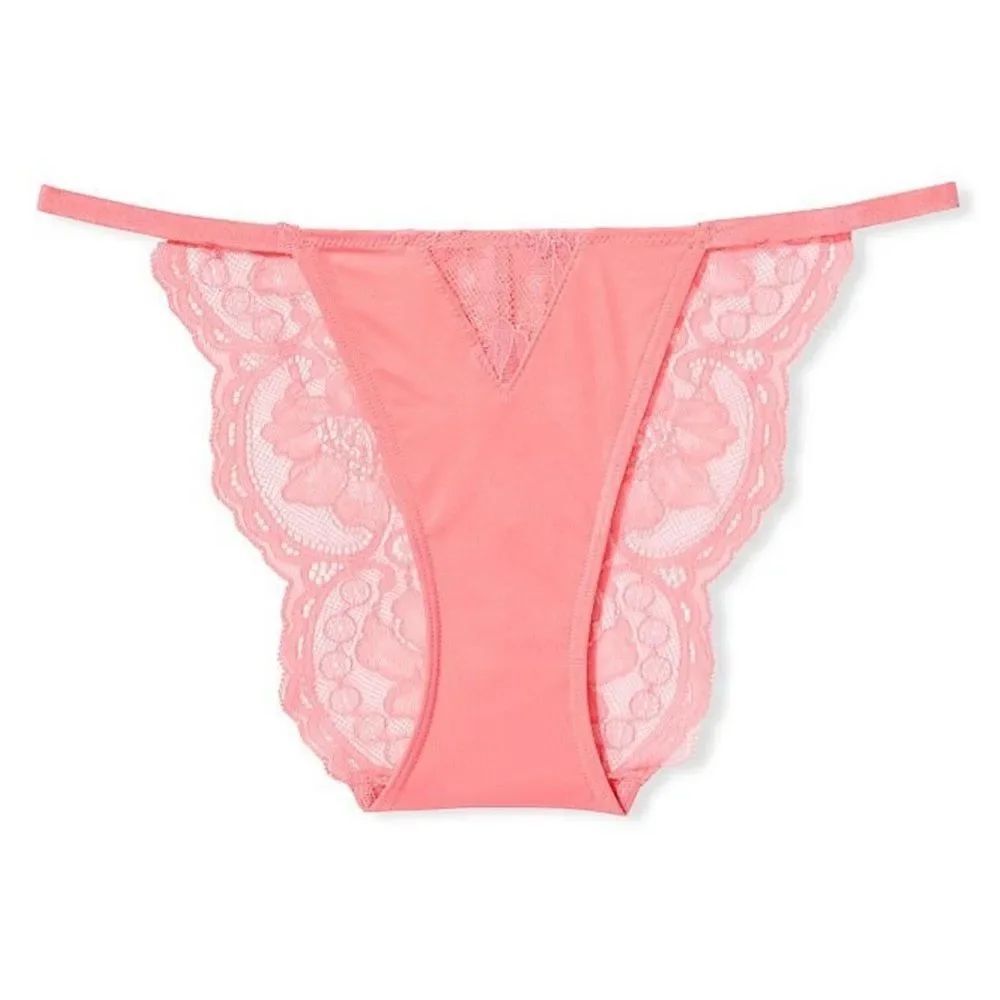 Victorias Secret Very Sexy Sheer Chantilly Lace String Cheekini panty pink M